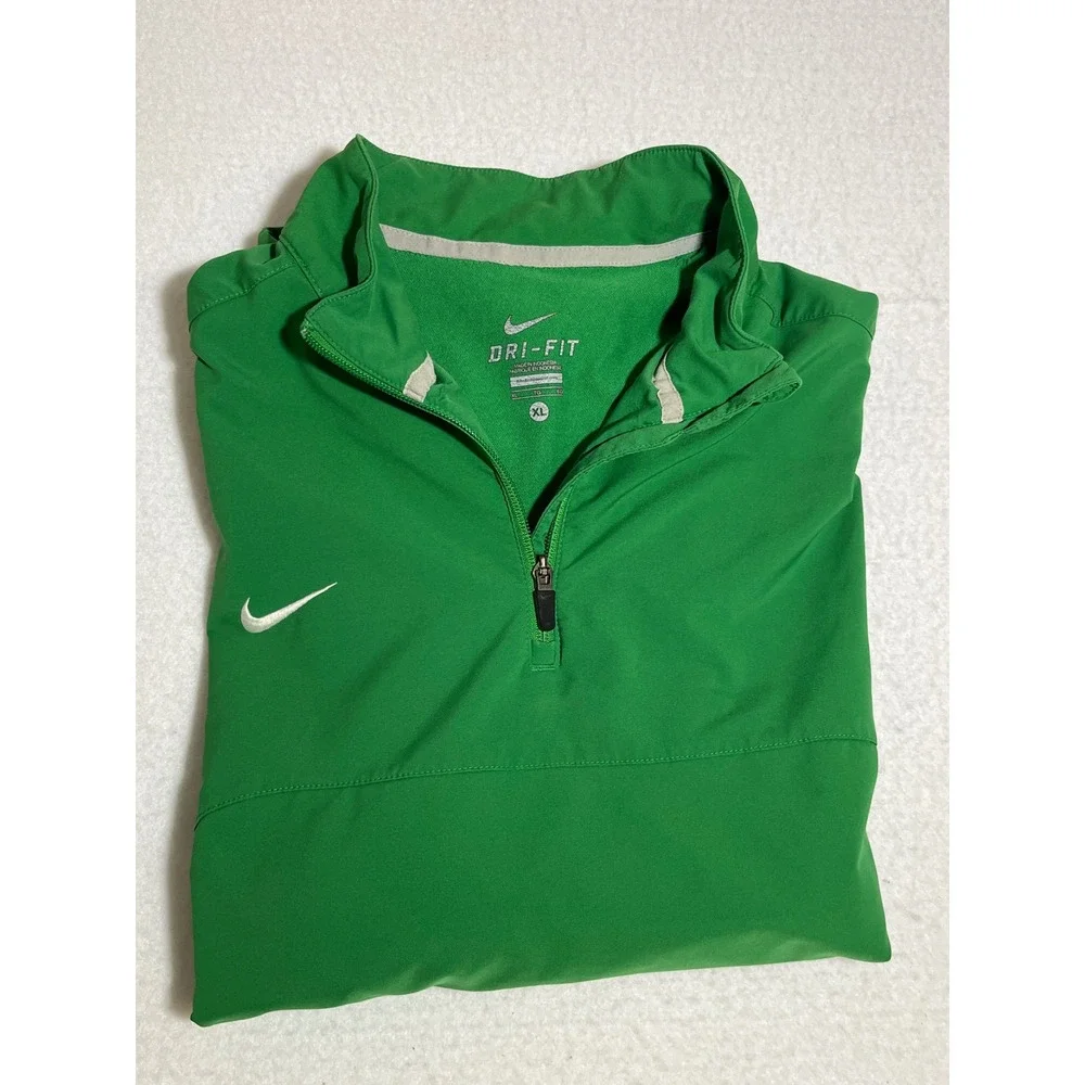 Nike Dri-Fit Mens XL Green Quarter Zip Short Sleeve Windbreaker Pullover Jacket